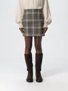 Burberry Check-pattern Wool Mini Skirt In Green