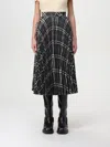 Burberry Long Multicolor Pleated Skirt With Check Motif In Wool Blend Woman In Multicolor