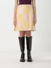 Burberry Checked A-line Mini Skirt In Yellow