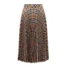 Burberry Ladies Leopard Print Stretch Silk Pleated Skirt In Linden Ip Check