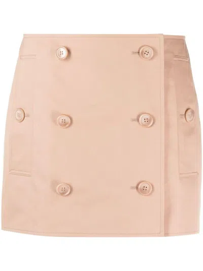 Burberry Skirt With Buttons In Neutral