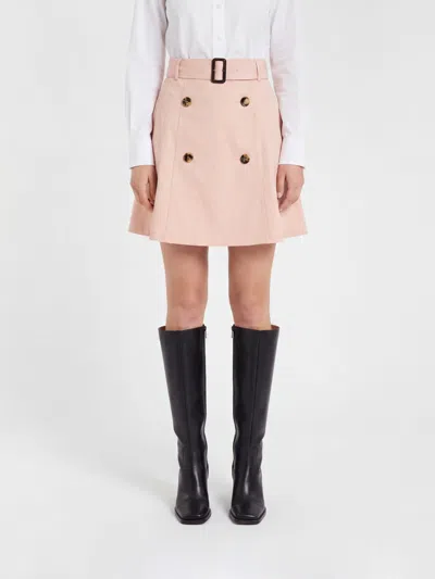 Burberry Double-breasted Cotton Skirt In Pink