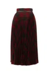 Burberry Pleated Check Midi Skirt In Red