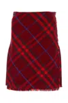 Burberry Embroidered Wool Skirt In Red