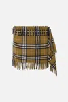 Burberry Women Wool And Cashmere Check Scarf Style Skirt In Green