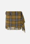 Burberry Women Wool And Cashmere Check Scarf Style Skirt