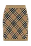 Burberry Embroidered Wool Blend Mini Skirt In Brown