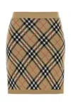 Burberry Embroidered Wool Blend Mini Skirt In Brown