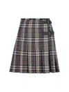 Burberry Wool Skirt With Embroidered Buckle And Pleats