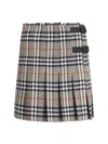 Burberry Womens Check-print Pleated Wool Mini Skirt Crater Dk Charcoal C In Gray
