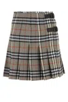 Burberry Womens Check-print Pleated Wool Mini Skirt Crater Dk Charcoal C In Multi