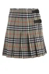 Burberry Womens Check-print Pleated Wool Mini Skirt Crater Dk Charcoal C In Multi