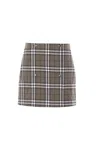 Burberry Check-pattern Wool Mini Skirt In Gray