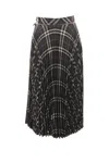 Burberry Long Multicolor Pleated Skirt With Check Motif In Wool Blend Woman In Black