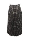 Burberry Long Multicolor Pleated Skirt With Check Motif In Wool Blend Woman In Black