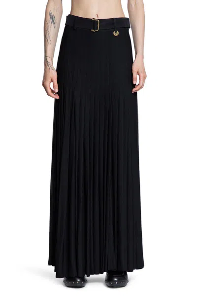 Burberry Bar Pleated Maxi Skirt With Belt In Black