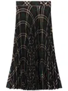 Burberry Long Multicolor Pleated Skirt With Check Motif In Wool Blend Woman In Black