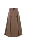 Burberry Beige Skirt With Adjustable Belt And Button Closure In Cotton Woman In Multi