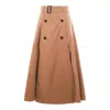Burberry Beige Skirt With Adjustable Belt And Button Closure In Cotton Woman In Brown