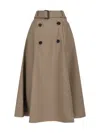 Burberry Beige Skirt With Adjustable Belt And Button Closure In Cotton Woman In Brown