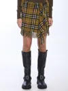 Burberry Women Wool And Cashmere Check Scarf Style Skirt In Brown
