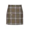 Burberry Button-embellished Checked Wool-twill Mini Skirt In Green