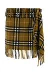 Burberry Women Wool And Cashmere Check Scarf Style Skirt In Oxide