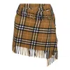 Burberry Women Wool And Cashmere Check Scarf Style Skirt In Oxide Ip Check