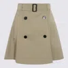 Burberry A-line Cotton Skirt With Belt And Pocket In Neutral