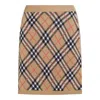 Burberry Beige Checked Miniskirt With Ribbed Finish In Neutral
