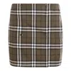 Burberry Button-embellished Checked Wool-twill Mini Skirt In Green