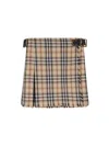 Burberry Skye Check Buckled Mini Wrap Skirt In Multi