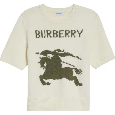 Burberry Skylar Short Sleeve Wool & Cashmere Sweater In White