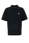 Burberry Logo Patch Cotton Polo Shirt In Black