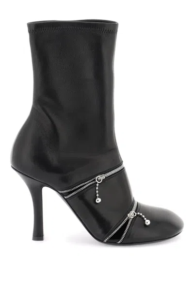 Burberry Sleek Leather Ankle Boots For Women In Black