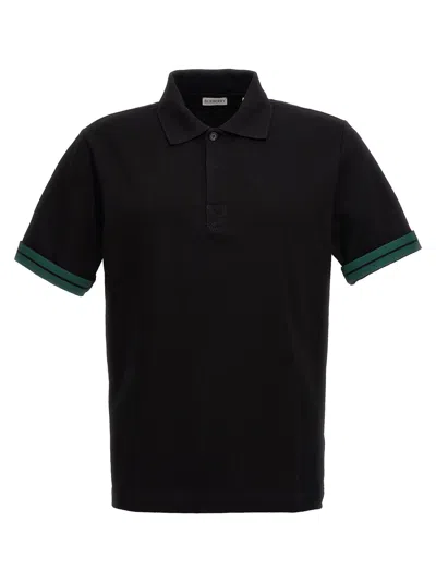 Burberry Sleeve-turn-up Polo Shirt In Black