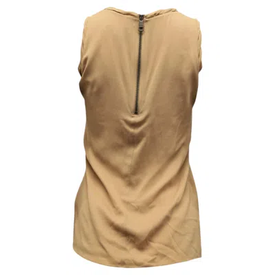 Pre-owned Burberry Sleeveless Blouse In Beige Silk In Brown
