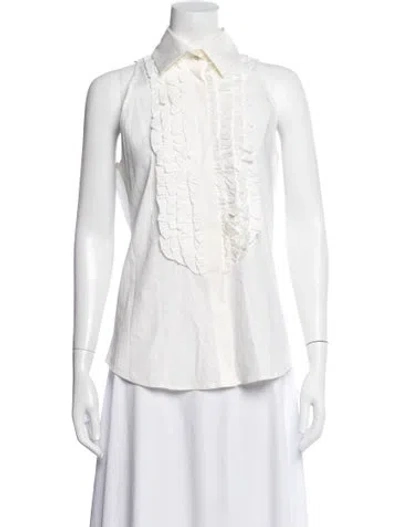 Pre-owned Burberry Sleeveless Blouse In White