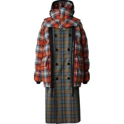 Burberry Sleeveless Check Trench Coat With Detachable Puffer In Gray