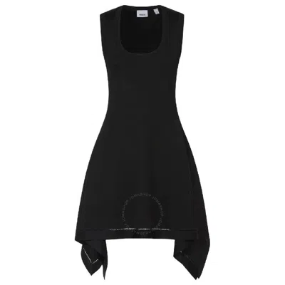 Burberry Sleeveless Draped Hem Dress In Black