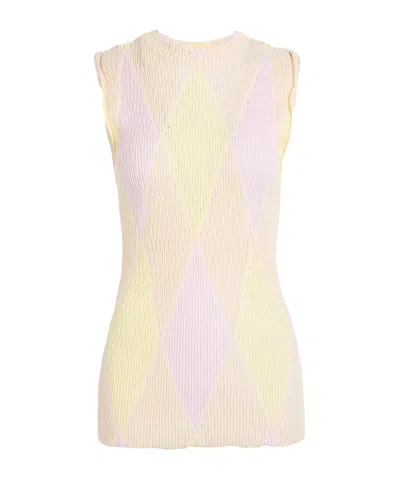 Burberry Argyle Jacquard Cotton-silk Blend Sweater In Multi