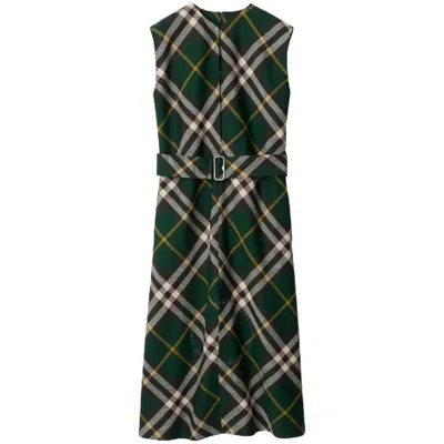Burberry Sleeveless Nova Check Pattern Midi Dress