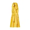 Burberry Sleeveless Satin Trench Dress In Yellow