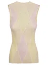 Burberry Sleeveless Textured Top With Diamond Pattern In Neutral
