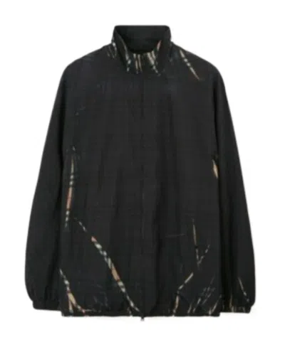Burberry Sliced Check Jacket In Black