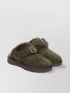 Burberry Womens Khaki Snug Low Sheepskin Mules