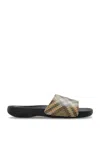 Burberry Check Pattern Slip-on Slides In Nero