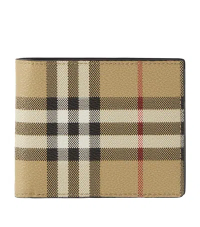 Burberry Slim Check Bifold Wallet In Beige