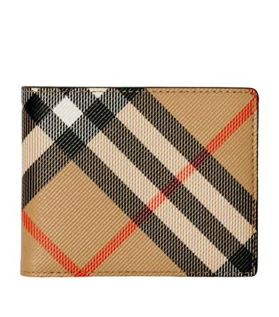 Burberry Slim Check Bifold Wallet In Neutral