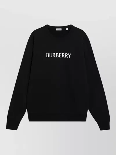 BURBERRY SLIM COTTON TERRY SWEATSHIRT RIBBED CUFFS HEM